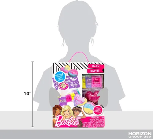 Miniatura 4 de Horizon Group USA - Kit de bombas de baño Barbie para hacer tu propia bomba de baño coloridas y de olor dulce, incluye plantilla, purpurina, moldes
