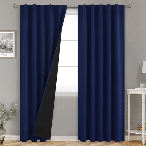 Miniatura 127 de BGment Cortinas 100% opacas beige de 63 pulgadas de largo con forro aislante térmico, bolsillo para varilla y lengüeta trasera de doble capa