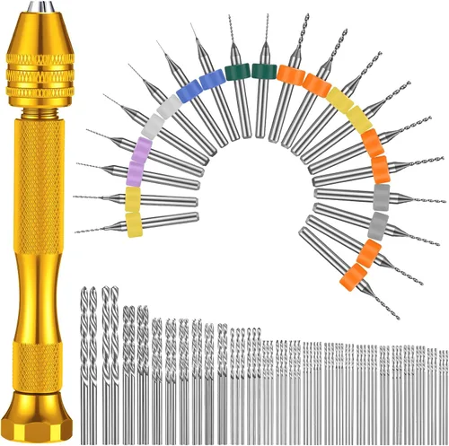 Miniatura 8 de Vinsot 95 brocas de micro mano, tornillo de banco de 1 pin y 94 piezas de micro torsión y PCB mini brocas para bricolaje, joyería de madera, cuentas
