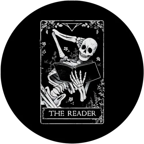 Miniatura 3 de The Reader - Tarjeta de tarot floral botánico esqueleto lectura, PopSockets intercambiables PopGrip