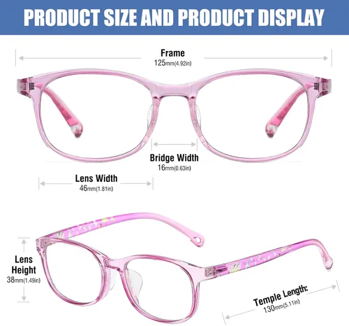 Miniatura 3 de DUCO Lentes de luz azul para niños, niñas, niños, videojuegos, computadora, TV, teléfono, anteojos falsos para niños de 6 a 10 años, anti luz azul