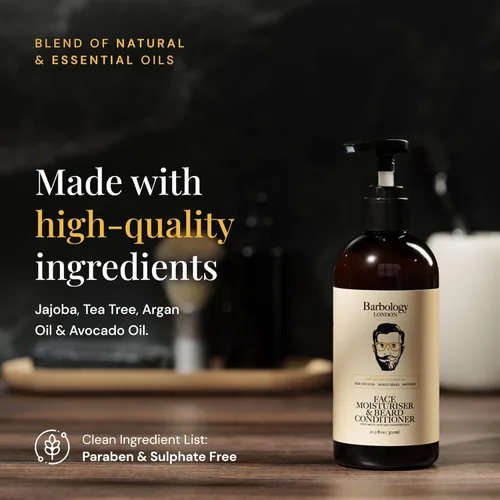 Miniatura 2 de Hidratante 2 en 1 para barba y cara con aceite de jojoba, aceite de argán y aceite de aguacate, acondiciona el cabello facial seco, picazón