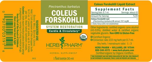 Miniatura 5 de Herb Pharm Coleus Forskohlii Extracto líquido para la salud del corazón, 1 onza líquida