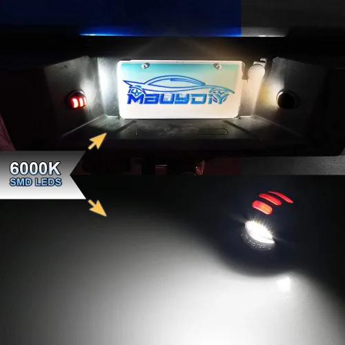 Miniatura 6 de Juego de 2 lámparas LED para placa de matrícula con tubo de neón OLED rojo compatible con Ford F150 1990-2014, F250 F350 1999-2016, Ranger