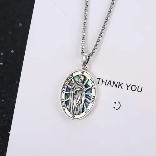 Miniatura 386 de Collar de plata de ley 925 con medalla de San Patrón, colgante de protección católica, amuleto, joyería religiosa para hombres y mujeres