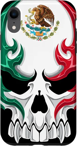Miniatura 24 de iPhone 13 Pro Max Bandera de México - Estilo tribal de calavera mexicana - Funda hecha en México