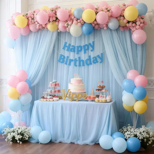 Miniatura 3 de Cortinas de fondo de tul azul de 10x10 para fiestas, cortina de fondo transparente para fotos de boda, cortinas para baby shower, fotografía, fiesta
