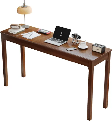 Miniatura 25 de Escritorio de madera maciza con cajones, escritorios estrechos simples de 24 x 16 pulgadas, mesa de estudio de madera de goma, escritorio pequeño