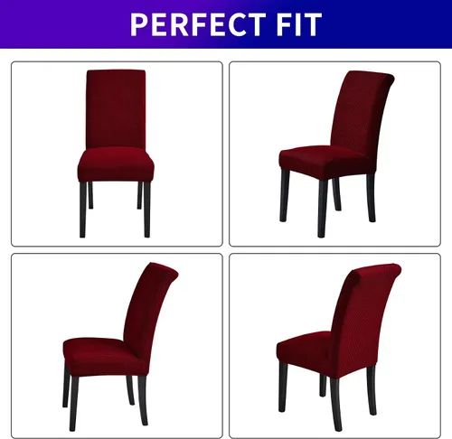 Miniatura 4 de Juego de 6 fundas elásticas para sillas de comedor, fundas removibles y lavables para sillas de comedor, fundas de asiento para sillas de comedor