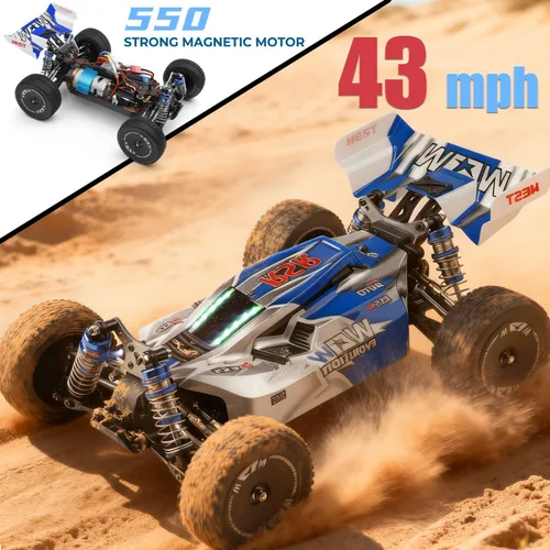 Miniatura 3 de WLtoys 144011 1/14 4WD RC Cars para adultos, Max 43 MPH Off-Road Fast RC Cars, hardware mejorado (144001V2), diseño de iluminación multifuncional