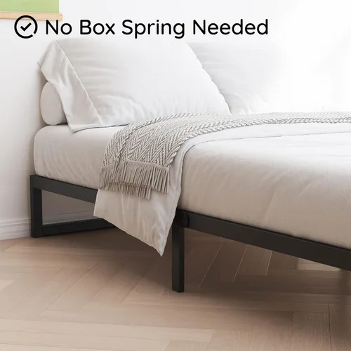 Miniatura 4 de Richwanone Base de cama individual de 5 pulgadas, base de colchón de plataforma metálica con soporte de listones de acero, no necesita somier, fácil