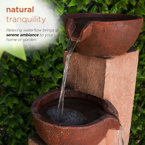 Miniatura 5 de Alpine Corporation ZEN398 - Fuente de agua moderna de 3 niveles para exteriores de 35 pulgadas, elegante fuente de suelo rústica para jardín, patio