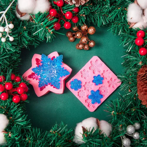 Miniatura 4 de Boao Molde de silicona de copo de nieve de Navidad, molde de fondant de caramelo de chocolate para hornear, molde de postre para decoración