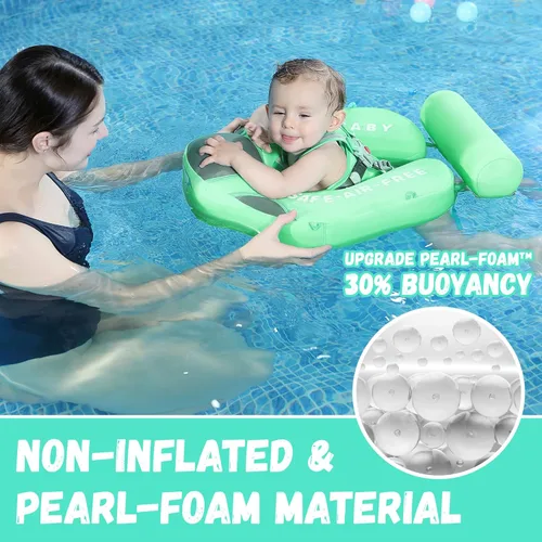 Miniatura 2 de GENTEACO Mambobaby Flotador de natación para bebé con toldo, flotador no inflable para piscina infantil con cola, de 3 a 24 meses, evita voltearse