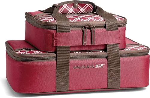 Rachael Ray Lugger Duo, Porta cacerolas aislado para alimentos calientes o fríos, bolsa térmica de lasaña para comida de bolsillo, fiestas, pícnic y
