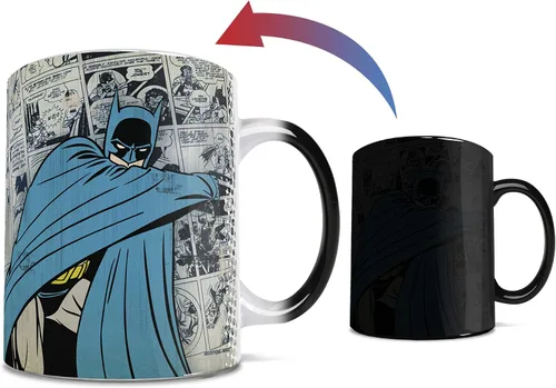 Morphing Mugs DC Comics – Batman – Logotipo Retro – Una taza de cerámica sensible al calor que cambia de color de 11 onzas – Imagen revelada cuando