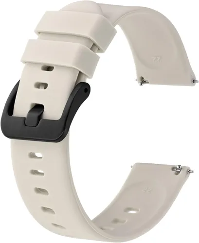 Miniatura 70 de BISONSTRAP Correas de reloj de silicona, correas de reloj delgadas con liberación rápida, 0.787 in, negro con hebilla negra