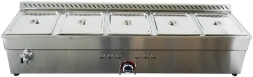 Miniatura 8 de INTBUYING Calentador de sopa de alimentos de propano comercial Bain-Marie Buffet Calentador de alimentos de comedor Buffet Calentador de vapor 110V