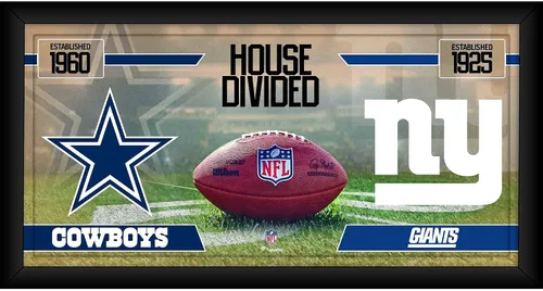 Dallas Cowboys vs. New York Giants Enmarcado 10" x 20" Collage de Fútbol Americano Casa Dividida - Placas y Collages de Equipos de la NFL