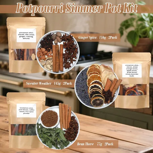 Miniatura 2 de Siifert Paquete de 12 Popurrí Navideño para Estufa Kit de Olla Hirviente de Invierno Navidad Rodajas de Naranja Seca Rama de Canela Ambientador