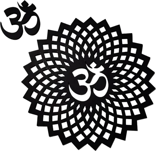 Miniatura 21 de My Dream Carts Black Round Decorative Wall Art Mdf Wooden Chakra For Temple, Living Room, Office, Hotel, Home Decor Items, Gift Item, Mandala Wall