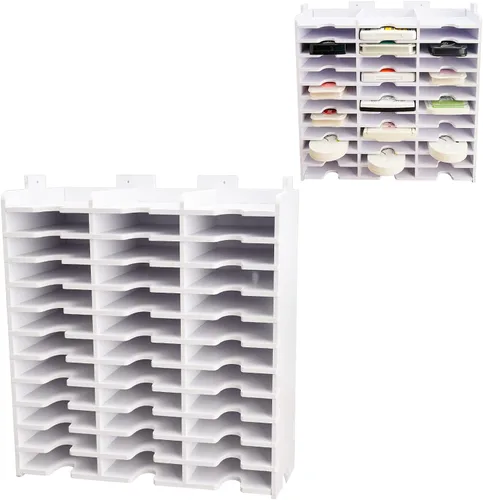 Miniatura 13 de Sanfurney Soporte de almacenamiento de 24 ranuras para almohadilla de tinta y almohadilla de sellos, estante organizador para almohadillas de tinta