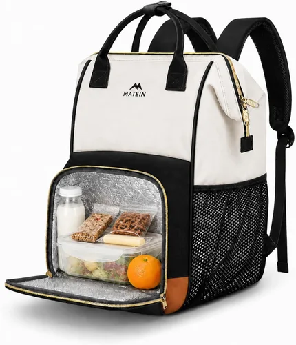 Miniatura 9 de Lonchera-Mochila , mochila con aislamiento térmico con puerto USB para mujeres y hombres, resistente al agua, lonchera a prueba de fugas