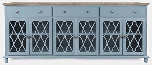Jofran Aurora Hills - Armario decorativo, seis puertas, 86 pies, color azul