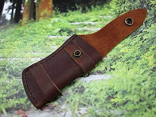 Miniatura 5 de Funda plegable para cuchillo de bolsillo de 5 pulgadas, funda de cinturón de cuero genuino marrón liso TS-sheathTS