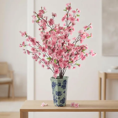 Miniatura 4 de Larksilk Rama de flor de cerezo rosa lavanda de 36 pulgadas, tallo de Sakura artificial alto para jarrones de suelo, arcos de boda y decoración