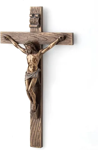 Veronese Design 10 pulgadas Jesús en crucifijo Escultura de la pared del final del bronce antiguo de la resina del molde frío