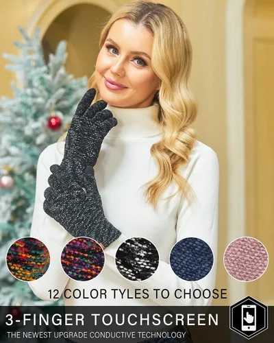Miniatura 5 de FZ FANTASTIC ZONE Womens Winter Touchscreen Gloves for Cold Weather, Chenille Warm Knit Gloves