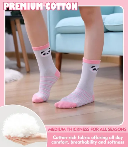 Miniatura 7 de Calcetines antideslizantes para niñas pequeñas, calcetines de algodón con agarres, 12 pares