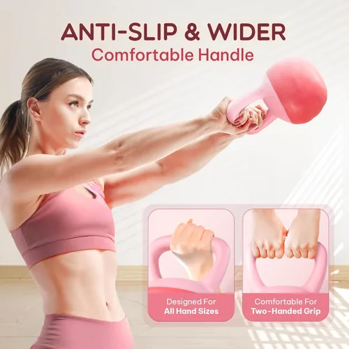Miniatura 4 de Yes4All Pesa rusa suave, pesas rusas de entrenamiento de fuerza de PVC para mujeres, protección del suelo y silenciosa, mango ancho, pesas suaves