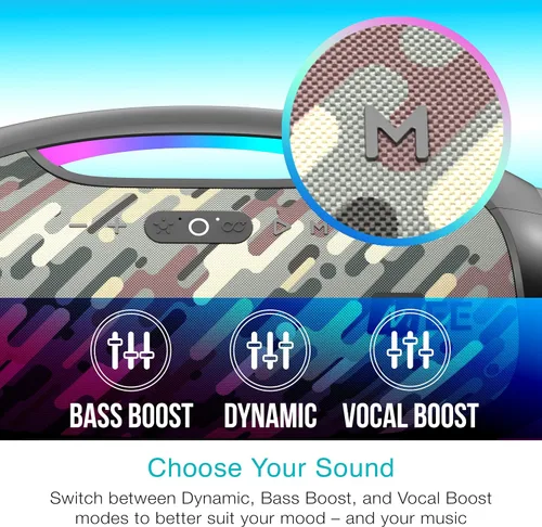 Miniatura 3 de MEE Audio PartySPKR - Altavoz inalámbrico Bluetooth, potente sonido estéreo RMS de 60 W, 2 subwoofers, altavoz portátil para exteriores, campamento