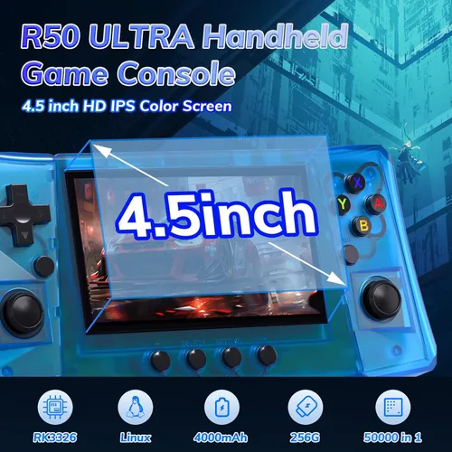Miniatura 3 de FVBADE [50000 en 1] R50S Ultra Consola de juegos portátil 4.5 pulgadas IPS Pantalla Mini consola retro 4000mAh Arcade de bolsillo portátil 45+