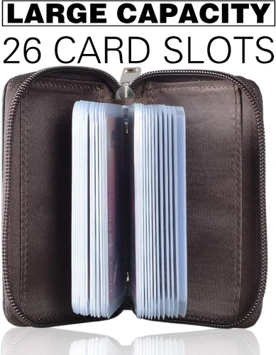 Miniatura 2 de Easyoulife billetera para tarjetas de crédito de cuero auténtico con espacio para 26 tarjetas