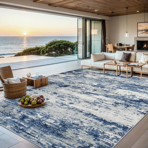 Miniatura 14 de Alfombras de 6x9 para sala de estar - Alfombra lavable moderna abstracta suave grande neutral antideslizante para piso interior resistente a manchas
