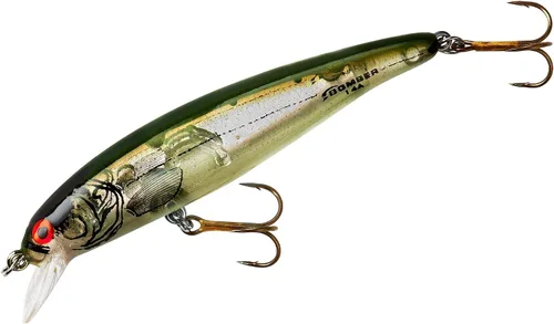 Miniatura 76 de Bomber Señuelos Long A Slender Minnow Jerbait Señuelo de Pesca a rayas (Baby Striper)