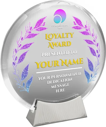 Miniatura 11 de Basic Fundamentals Placa redonda de cristal de platino personalizada, placa como premios y trofeos, placas para empleados de jubilación del mes