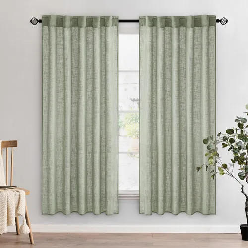 Miniatura 97 de MIULEE Cortinas de lino blanco de 108 pulgadas de largo para dormitorio, sala de estar, cortinas de ventana con textura de lino suave y grueso, Lino