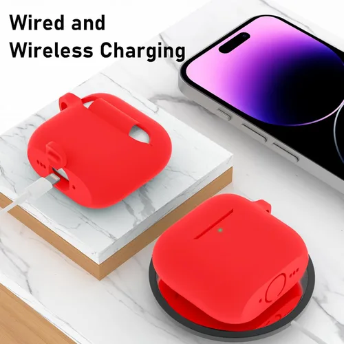 Miniatura 2 de Funda para AirPods 4, funda de silicona compatible con Apple AirPods de 4ª generación, color rojo