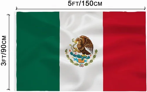 Miniatura 2 de Bandera de México de 3 x 5 pies - Banderas nacionales mexicanas de poliéster de calidad para interior/exterior con color vivo, ojales de latón