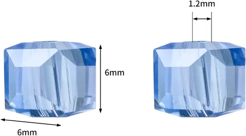 Miniatura 2 de Novborcz Cubo azul claro AB de 0.236 in para la fabricación de joyas 280 unids forma facetada de cristal espaciador cuentas surtidos suministros