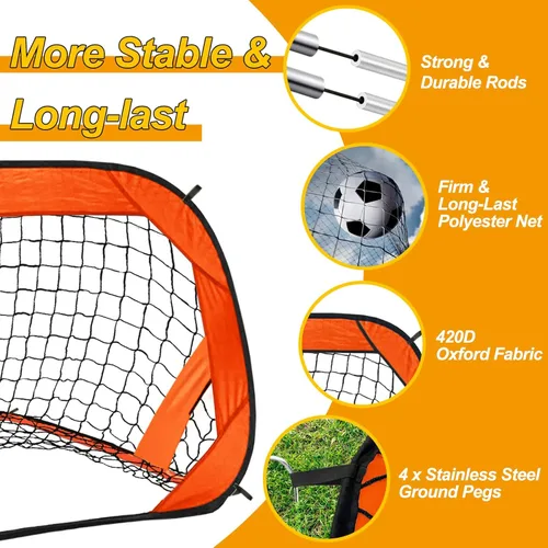 Miniatura 5 de EVERRUSH Porterías de Fútbol Desplegables con Redes para Patio Trasero Playa Entrenamiento de Fútbol Mini Portátil Plegable Ligera