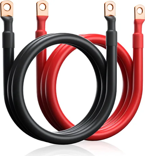Cable inversor de batería 4 AWG de 10 pies, cable de batería de cobre puro calibre 4 de 10 pies con terminales resistentes de 5/16 pulgadas en ambos