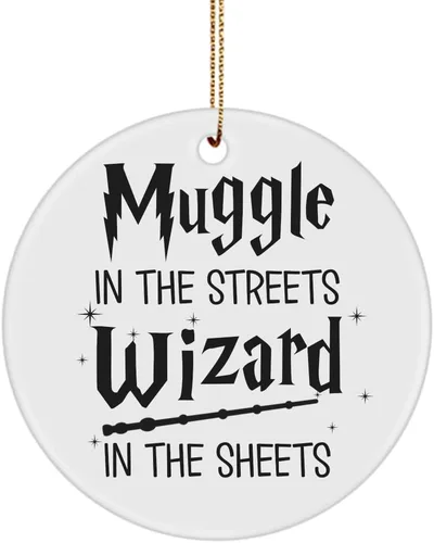Miniatura 5 de Muggle in The Streets Wizard in The Sheets - Adorno para fanáticos de los fanáticos del divertido hechicero Nerd Geek de cerámica redonda de 3