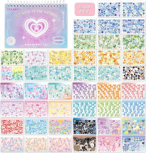 Miniatura 7 de 2300 piezas calcomanías para álbumes de recortes, lindas calcomanías de mariposas, estrellas, corazones, autoadhesivas, lazos coreanos, calcomanías