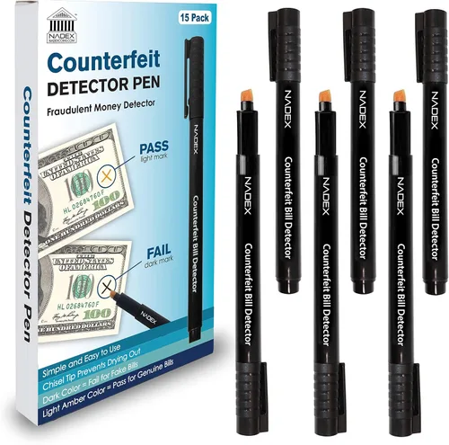 Miniatura 9 de Nadex Bolígrafo falsificado, fácil de deslizar, dorado para real, negro para falsificaciones, detecta facturas falsificadas (paquete de 1)