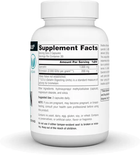 Miniatura 3 de Source Naturals Quercetina con bromelina, apoyo respiratorio e inmunológico* - 500 mg por cápsula, 1000 mg por porción - 60 cápsulas veganas